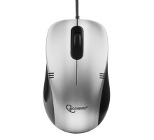 Мышь Gembird MOP-100-S, USB, серебристый, 2 кнопки+колесо кнопка, 1000 DPI, кабель 1.45м