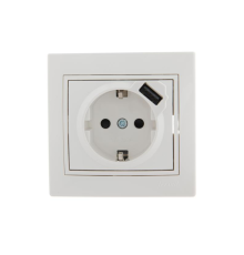 Розетка 1-м СП Mira 16А с заземл. + USB разъем бел. LEZARD 701-0202-181