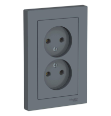 Розетка 2-м СП AtlasDesign 16А IP20 без заземл. в сборе грифель SE ATN000720