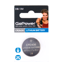 Батарейка GoPower CR2430 BL1 Lithium 3V (1/40/2000) (1 шт.) GoPower 00-00023124