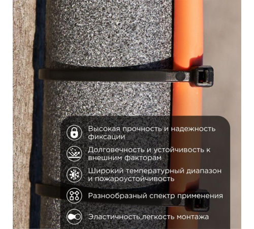 Rexant (07-0151) Хомут nylon 2.5 х 150 мм 100 шт черный Rexant (07-0151) Хомут nylon 2.5 х 150 мм 100 шт черный