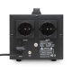 Стабилизатор POWERMAN AVS 1000D, черный, ступенчатый регулятор, цифровые индикаторы уровней напряжения, 1000ВА, 140-260В, максимальный входной ток 7А, 2 евророзетки, IP-20, напольный, 200мм х 150мм х 140мм, 2,3 кг. POWERMAN AVS 1000D (POWERMAN AVS 1000D