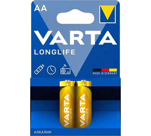 Батарейка Varta LONGLIFE LR6 AA BL2 Alkaline 1.5V (4106) (2/40/200) Varta LONGLIFE LR6 AA (04106101412)