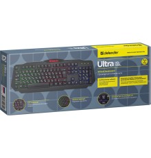 Клавиатура Defender Ultra HB-330L черный USB LED (подставка для запястий)