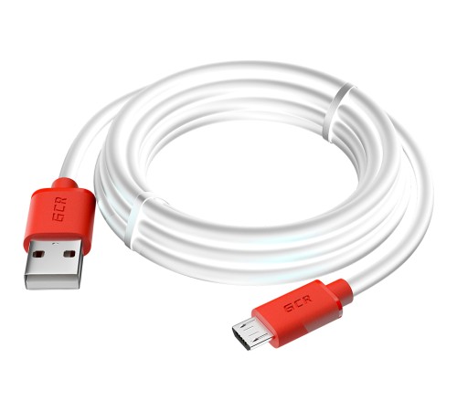 GCR Кабель 3.0m MicroUSB, белый, красные коннекторы, быстрая зарядка, 28/24 AWG, GCR-53218 Кабель Greenconnect 3 м (GCR-53218)