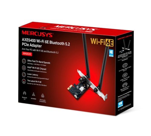 Mercusys MA86XE Адаптер PCI Express с поддержкой Wi-Fi AXE5400 и Bluetooth 5.2