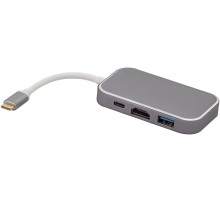 Greenconnect Адаптер-переходник Type C на HDMI+ USB3.0-разветвитель на 3 пота Greenconnect GCR-CHC3USB