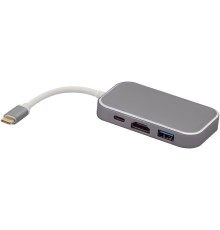 Greenconnect Адаптер-переходник Type C на HDMI+ USB3.0-разветвитель на 3 пота Greenconnect GCR-CHC3USB