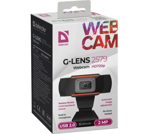 Web-камера Defender G-lens 2579 {HD720p, 2МП, микрофон} [63179]