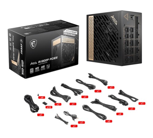 Блок питания MSI MEG Ai1300P PCIE5, 1300W, Intel ATX 12V, APFC, 12cm Fan, 80+ Platinum, Fully-Modular, Retail (MEG Ai1300P PCIE5) Блок питания MSI MEG Ai1300P PCIE5, 1300W, Intel ATX 12V, APFC, 12cm Fan, 80+ Platinum, Fully-Modular, Retail (MEG Ai1300P PCIE5)