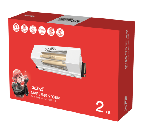 Твердотельный накопитель ADATA SSD XPG MARS 980 STORM, 2000GB, M.2(22x80mm), NVMe, PCIe 5.0 x4, 3D NAND, R/W 14000/13000MB/s, IOPs 2 000 000/1 650 000, TBW 1480, DWPD 0.4, with Heat Sink (5 лет) Твердотельный накопитель ADATA SSD XPG MARS 980 STORM, 2000GB, M.2(22x80mm), NVMe, PCIe 5.0 x4, 3D NAND, R/W 14000/13000MB/s, IOPs 2 000 000/1 650 000, TBW 1480, DWPD 0.4, with Heat Sink (5 лет)