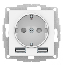Розетка 1-м СП AtlasDesign 16А IP20 с 2-мя заряд. устройствами USB тип A+A 5В/2.4А 2х5В/1.2А механиз