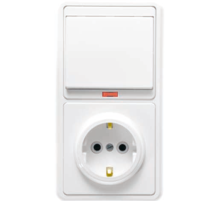 Блок БКВР-056 Бэлла (1-кл. выкл. с подсветкой + розетка с заземл.) бел. Кунцево 5821