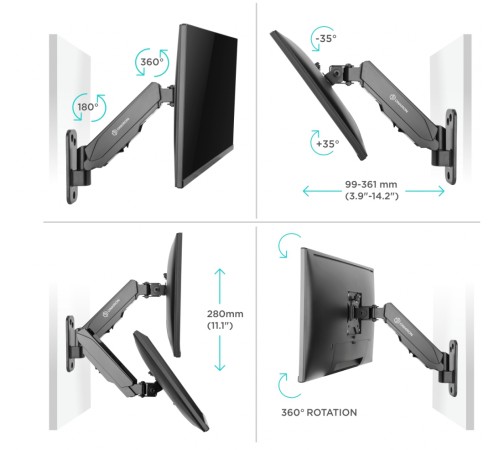 Кронштейн НАСТЕННЫЙ для монитора ONKRON ONKRON G120 (ONKRON G120 BLACK)