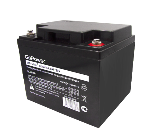 Аккумулятор свинцово-кислотный GoPower LA-12400 12V 40Ah Аккумулятор свинцово-кислотный GoPower LA-12400 (00-00017021)