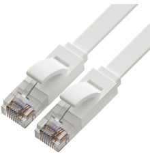 Greenconnect Патч-корд PROF плоский прямой 10.0m, UTP медь кат.6, белый, 30 AWG, ethernet high speed 10 Гбит/с, RJ45, T568B, GCR-51789 Greenconnect RJ45(m) - RJ45(m) Cat. 6 U/UTP PVC 10м белый (GCR-51789)