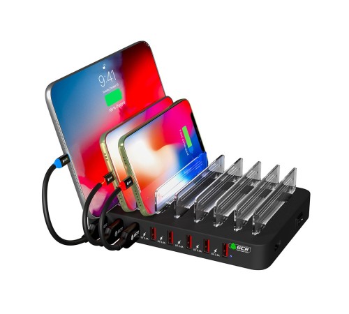 GCR Сетевая зарядка на 8 USB портов, черная Сетевая зарядка на 8 USB портов Greenconnect GCR-8PAUSB