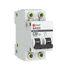 EKF mcb4729-2-20C Автоматический выключатель 2P 20А (C) 4,5кА ВА 47-29 EKF Basic