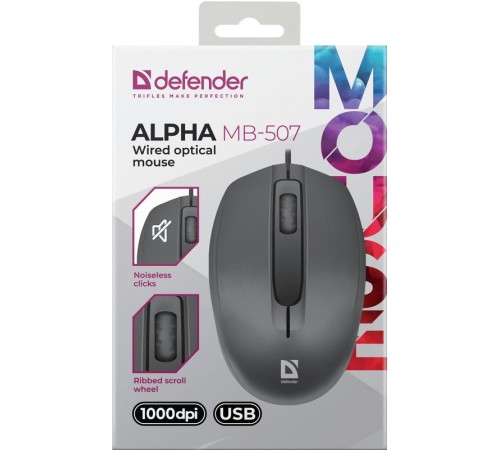 Мышка USB OPTICAL MB-507 BLACK 52507 ALPHA DEFENDER