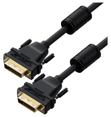 GCR Кабель PROF 1.0m DVI-D, черный, GOLD, ферритовые кольца, OD 8.5mm, 28 AWG, DVI/DVI, 25M/25M, двойной экран, GCR-54237 Greenconnect GCR-54237