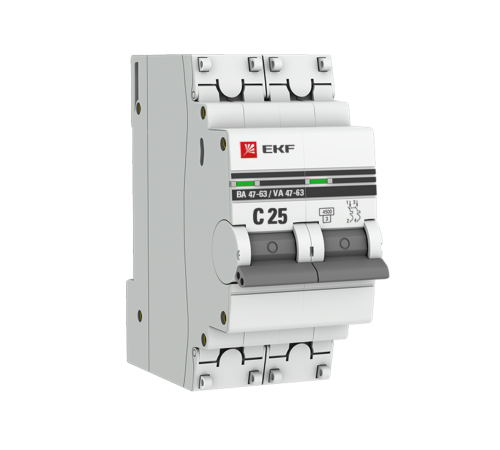 EKF mcb4763-2-25C-pro Автоматический выключатель 2P 25А (C) 4,5kA ВА 47-63 EKF PROxima EKF mcb4763-2-25C-pro Автоматический выключатель 2P 25А (C) 4,5kA ВА 47-63 EKF PROxima
