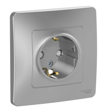 Systeme electric BLNRS001113 BLANCA С/У РОЗЕТКА с заземлением со шторками, 16А, 250В, АЛЮМИНИЙ