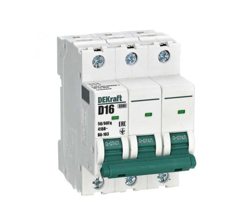 Выключатель автоматический модульный 3п D 16А 6кА ВА-103 DEKraft 12369DEK