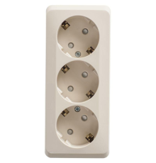 Systeme electric PA16-012K ЭТЮД O/У тройная РОЗЕТКА с заземлением со шторками 16А 250B, КРЕМОВЫЙ, Россия
