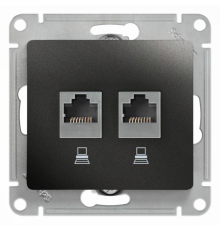 Systeme electric GSL000785KK GLOSSA РОЗЕТКА двойная компьютерная RJ45+RJ45, кат.5E, механизм, АНТРАЦИТ