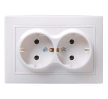 Iek ERK24-K01-16-DM РС12-3-КБ Розетка 2местн. c з/к  без защ.штор. 16А КВАРТА (белый)