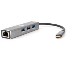 VCOM DH311A Кабель-концентратор USB 3.1 Type-Cm --> RJ-45+3port USB3.0(f)  Aluminum Shell VCOM [DH311A] [4895182246775]
