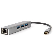 VCOM DH311A Кабель-концентратор USB 3.1 Type-Cm --> RJ-45+3port USB3.0(f)  Aluminum Shell VCOM [DH311A] [4895182246775]