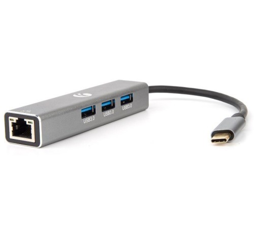 VCOM DH311A Кабель-концентратор USB 3.1 Type-Cm --> RJ-45+3port USB3.0(f)  Aluminum Shell VCOM [DH311A] [4895182246775]