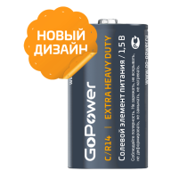 Батарейка GoPower R14 C Shrink 2 Heavy Duty 1.5V (2/24/288) Батарейка GoPower R14 C (00-00015596)