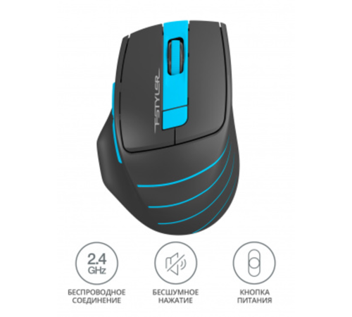 Мышь беспроводная A4Tech Fstyler FG30S grey/blue (USB, оптическая, 2000dpi, 6but, silent) (FG30S BLUE)