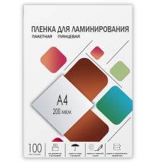 Пленка 216х303 (200 мик) 100 шт. Гелеос Пленка для ламинирования A4, 216х303 (200 мкм) глянцевая 100шт, ГЕЛЕОС [LPA4-200]