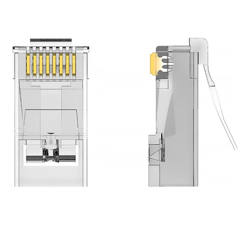 Коннектор Vention RJ45 (8p8c), FTP, cat. 5e, под витую пару, экранированный (50шт.) Vention Коннектор Vention RJ45 (8p8c), FTP, cat. 5e, под витую пару, экранированный (50шт.) (IDAR0-50) (IDAR0-50)