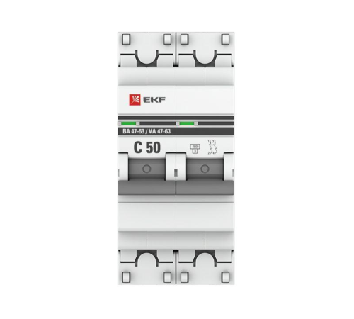 EKF mcb4763-2-50C-pro Автоматический выключатель 2P 50А (C) 4,5kA ВА 47-63 EKF PROxima EKF mcb4763-2-50C-pro Автоматический выключатель 2P 50А (C) 4,5kA ВА 47-63 EKF PROxima