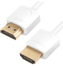 GCR Ультратонкий кабель HDMI2.0 для AppleTV, SLIM, 2.0m, белый, OD3.8mm, HDR 4:2:0, Ultra HD, 4K60Hz, 18.0 Гбит/с, 32/32 AWG Greenconnect HDMI (m) - HDMI (m) 2м (GCR-51483)