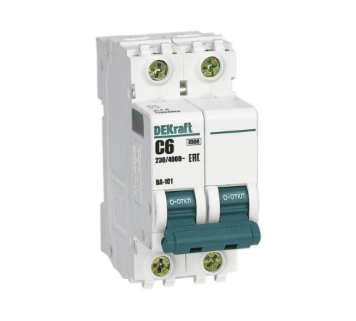 Выключатель автоматический модульный 2п C 6А 4.5кА ВА-101 DEKraft 11064DEK