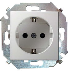 Розетка 1-м СП Simon 15 16А IP20 250В с заземл. Schuko защ. шторки винтов. клеммы механизм бел. Simo