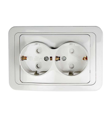 Розетка 2-м CLASSICO защ. шторки с заземл. 2128x бел. ASD / IN HOME 4690612000985