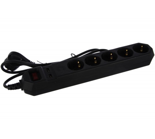 Эра Б0019036 Сетевой фильтр USF-5es-1.5m-USB-B (черный) с заземл, 3x0,75мм2, с выкл, 5гн, 1,5м {защита от короткого замыкания, от перегрузки, от импульсных помех, USB-зарядка} Эра Б0019036 Сетевой фильтр USF-5es-1.5m-USB-B (черный) с заземл, 3x0,75мм2, с выкл, 5гн, 1,5м {защита от короткого замыкания, от перегрузки, от импульсных помех, USB-зарядка}