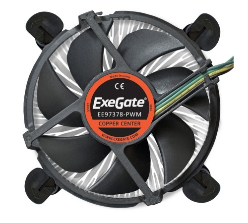 Exegate EX283277RUS Кулер ExeGate EE97378-PWM, Al + Copper, S1150/1151/1155/1156, TDP 95W, Hydro bearing, 4pin, 23.5db, BOX
