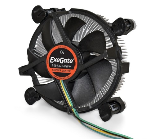 Exegate EX283277RUS Кулер ExeGate EE97378-PWM, Al + Copper, S1150/1151/1155/1156, TDP 95W, Hydro bearing, 4pin, 23.5db, BOX
