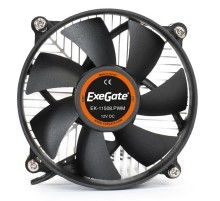 Exegate EX286141RUS Кулер ExeGate EK-11508.PWM (Al, LGA1150/1151/1155/1156/1200, TDP 75W, Fan 90mm, PWM, 1200-2600RPM, Hydro bearing, 4pin, 11-24db, 285г, с термопастой, на винтах, Retail color box)