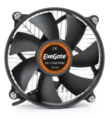 Exegate EX286141RUS Кулер ExeGate EK-11508.PWM (Al, LGA1150/1151/1155/1156/1200, TDP 75W, Fan 90mm, PWM, 1200-2600RPM, Hydro bearing, 4pin, 11-24db, 285г, с термопастой, на винтах, Retail color box)