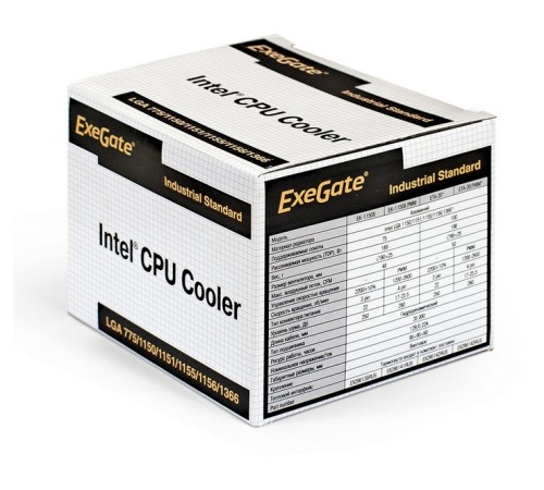 Exegate EX286141RUS Кулер ExeGate EK-11508.PWM (Al, LGA1150/1151/1155/1156/1200, TDP 75W, Fan 90mm, PWM, 1200-2600RPM, Hydro bearing, 4pin, 11-24db, 285г, с термопастой, на винтах, Retail color box)