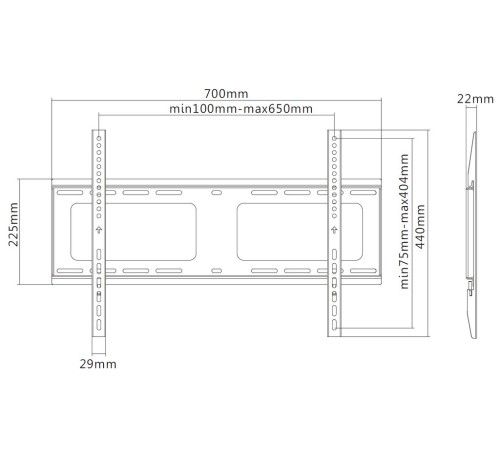 Кронштейн настенный фиксированный Exell EXi-H1264-F