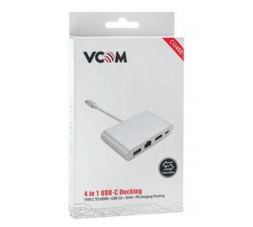 Кабель-адаптер USB3.1 Type-CM-->HDMI+USB3.0+RJ45+PD charging  VCOM <CU455> (CU455)